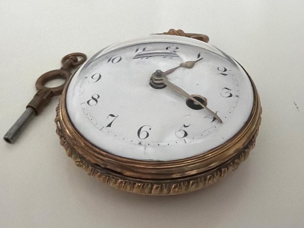 Antiek zakhorloge met sleutel - Verguld, Victoriaans, Sieraden, Tassen en Uiterlijk, Horloges | Antiek, Ophalen of Verzenden, Goud