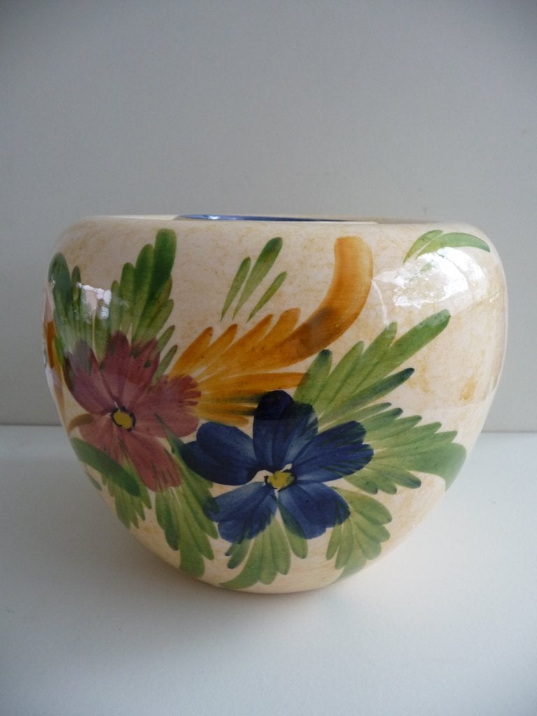 vaas HUIZEN POTTERY floraal decor, hoog 14cm, Antiek en Kunst, Ophalen of Verzenden