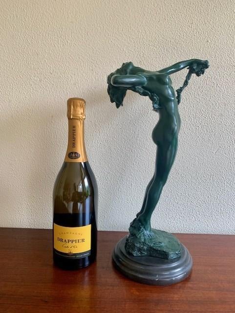 Bronzen Beeld Vrouw Naakt Vine Frishmuth Gesigneerd, Art nouveau, Ophalen of Verzenden, Brons, 20 - 50 cm
