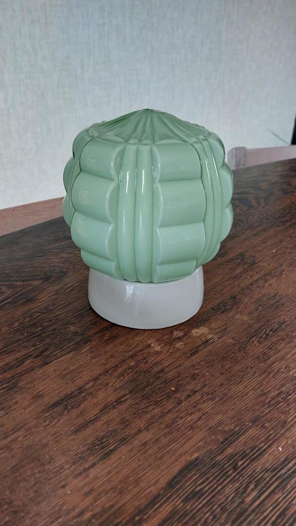 Thabur groen art deco plafondlamp, Huis en Inrichting, Ophalen of Verzenden, Zo goed als nieuw, Glas, Art deco