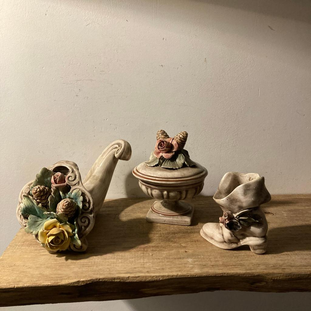 Vintage Italiaanse Decoratieve Set Jaren '50-'60 met Bloemen, Antiek en Kunst, Curiosa en Brocante, Ophalen of Verzenden