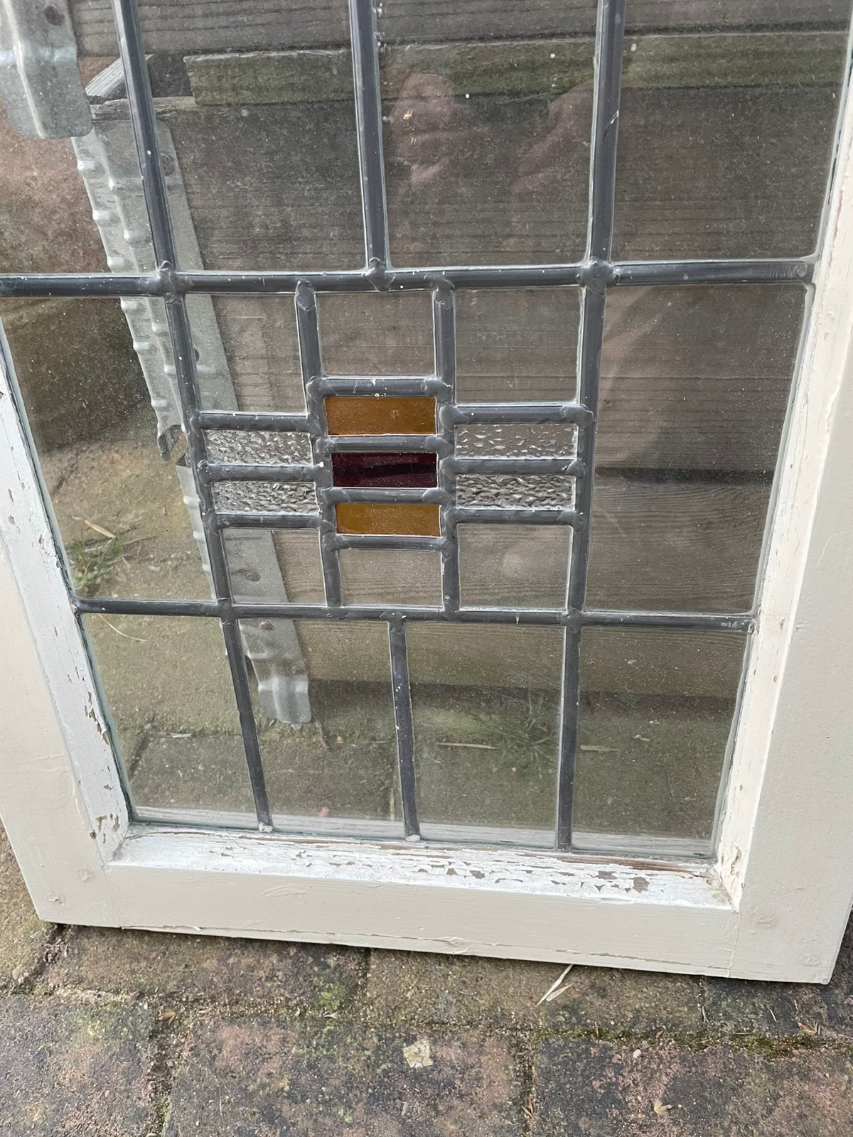 Vintage glas in lood ramen, Doe-het-zelf en Verbouw, Glas en Ramen, Ophalen, Gevelraam of Ruit, Gebruikt, Minder dan 80 cm