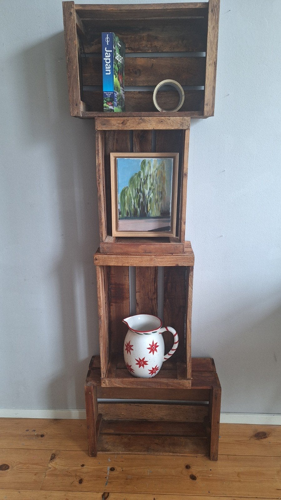 houten kistjes, vier stuks, Ophalen, Gebruikt, Teakhout, 50 tot 75 cm