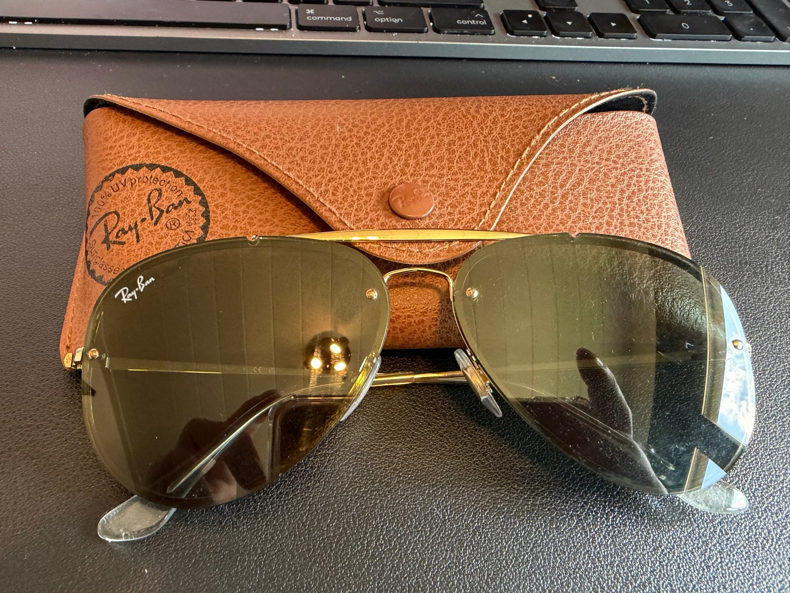 Ray-Ban Zonnebril Aviator Goud Groen RB3025, Sieraden, Tassen en Uiterlijk, Zonnebril, Ophalen of Verzenden, Zo goed als nieuw