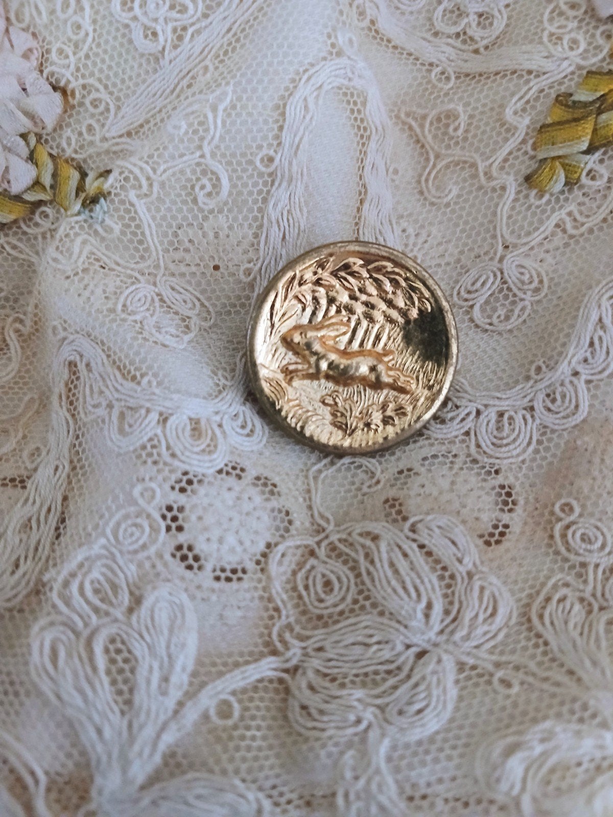 antieke Franse messing jachtknoop..., Antiek en Kunst, Antiek | Kleding en Accessoires, Verzenden