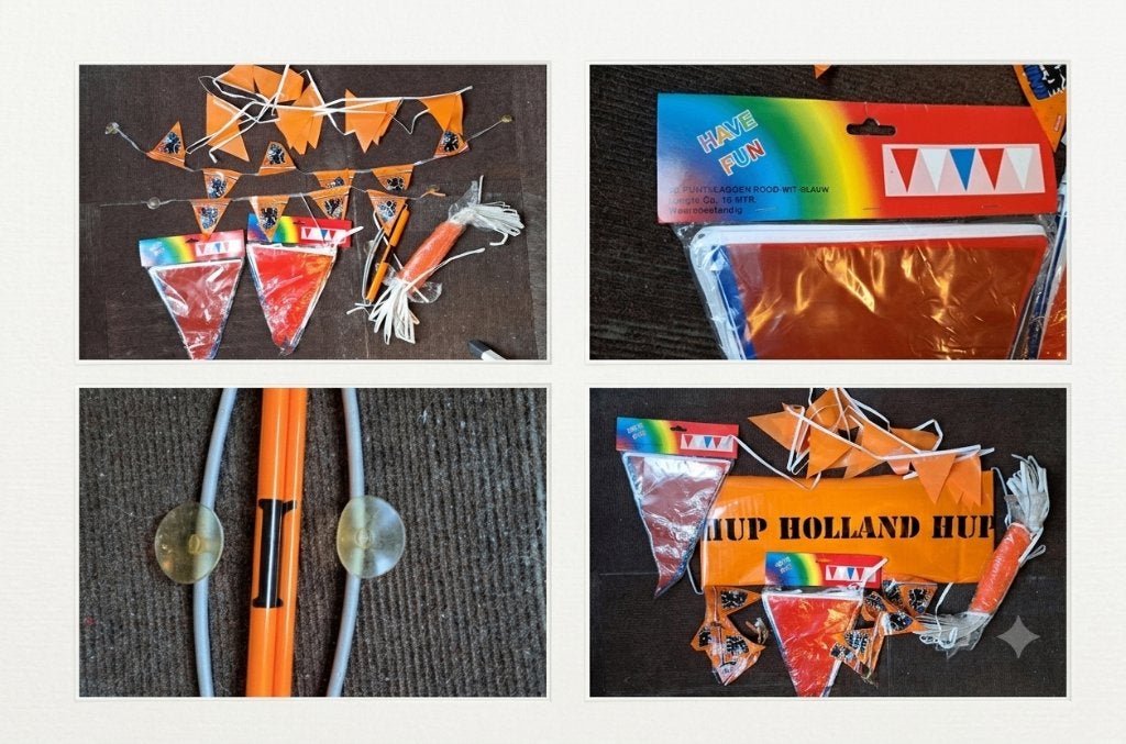 🟣SET Oranje: divers Voetbal WK/Koningsdag/Olympische Spelen, Hobby en Vrije tijd, Feestartikelen, Ophalen of Verzenden, Nieuw