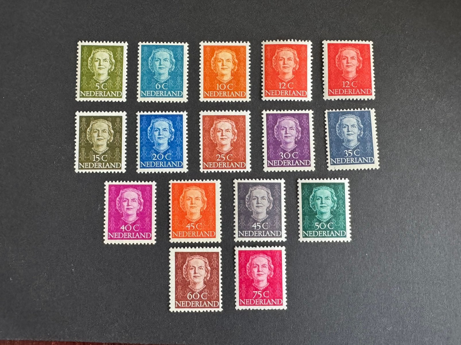 1949-1951 Kon Juliana en face NVPH nr 518-533 postfris, Postzegels en Munten, Postzegels | Nederland, Verzenden, Na 1940, Postfris