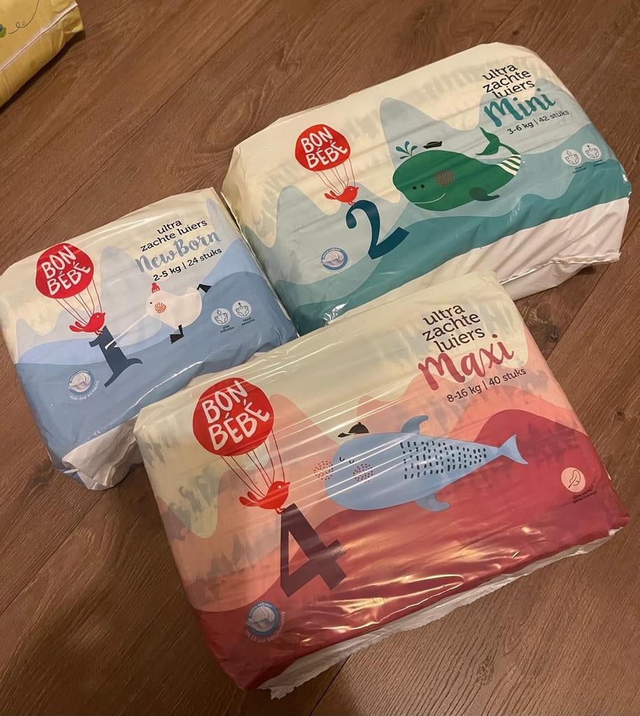 Luiers Pakket: Kruidvat, Bon Bebe, Pampers, Etos - Nieuw!, Kinderen en Baby's, Badjes en Verzorging, Ophalen of Verzenden, Nieuw