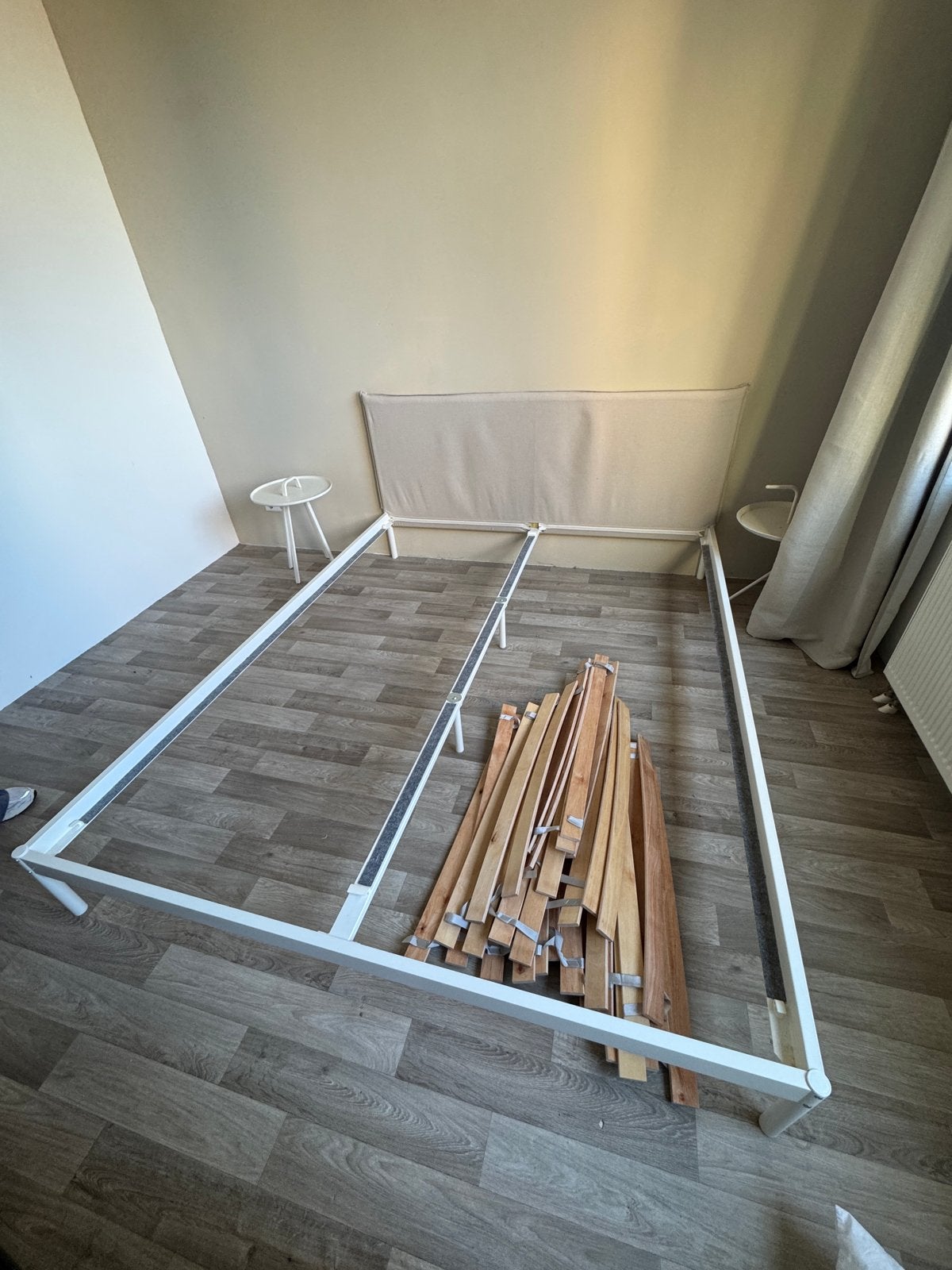 Tweepersoonsbed IKEA Malm wit met lattenbodem, Ophalen, Wit, Tweepersoons, Zo goed als nieuw