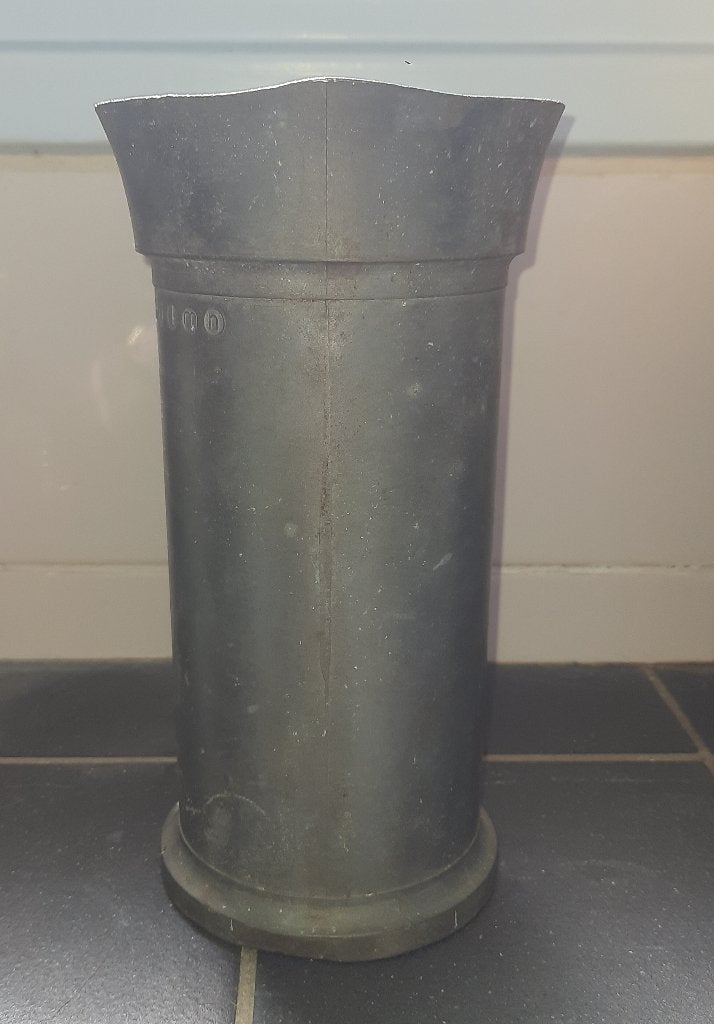 Antieke tinnen liter kan, Ophalen of Verzenden