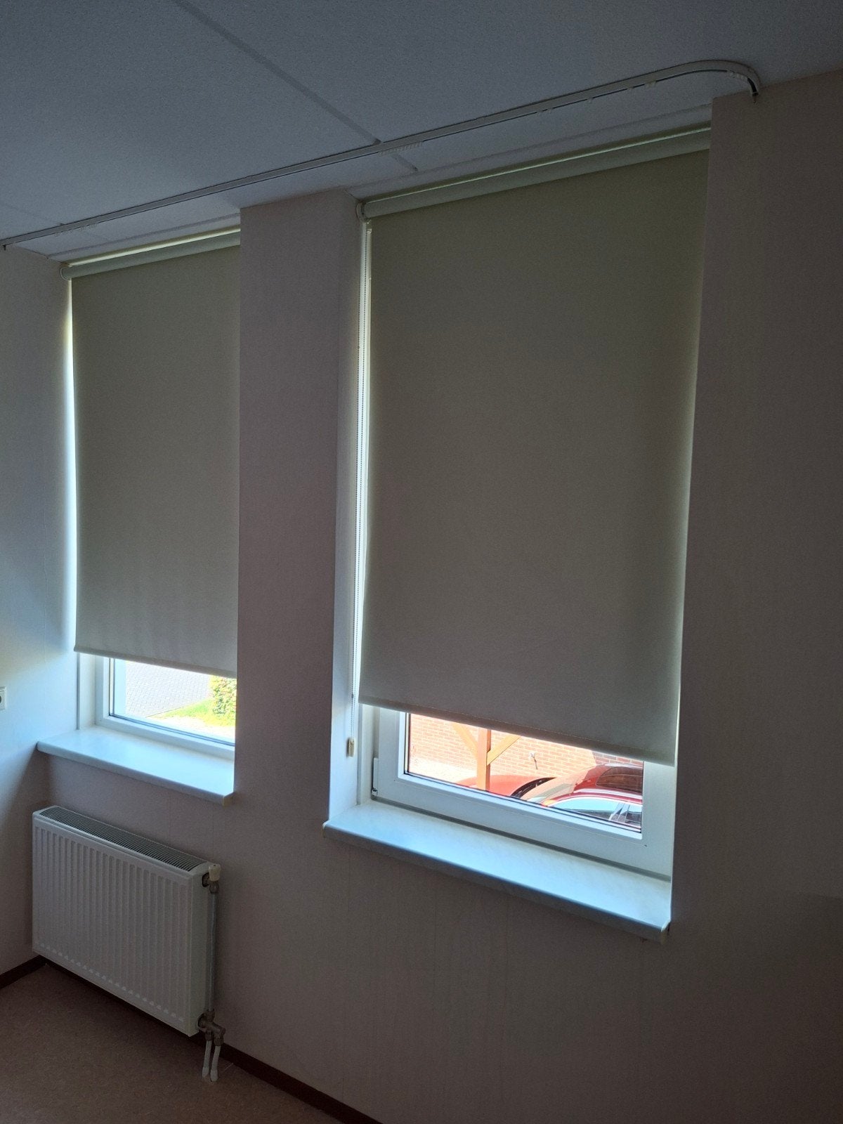 Beige rolgordijnen, set van 3, Zonwerend, 90 cm, Gebruikt, Ophalen of Verzenden