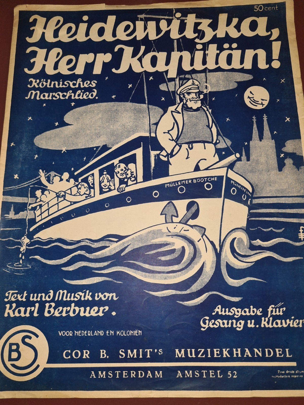 Heidewitzka, Herr Kapitän! - Kölner Marslied bladmuziek, Ophalen of Verzenden