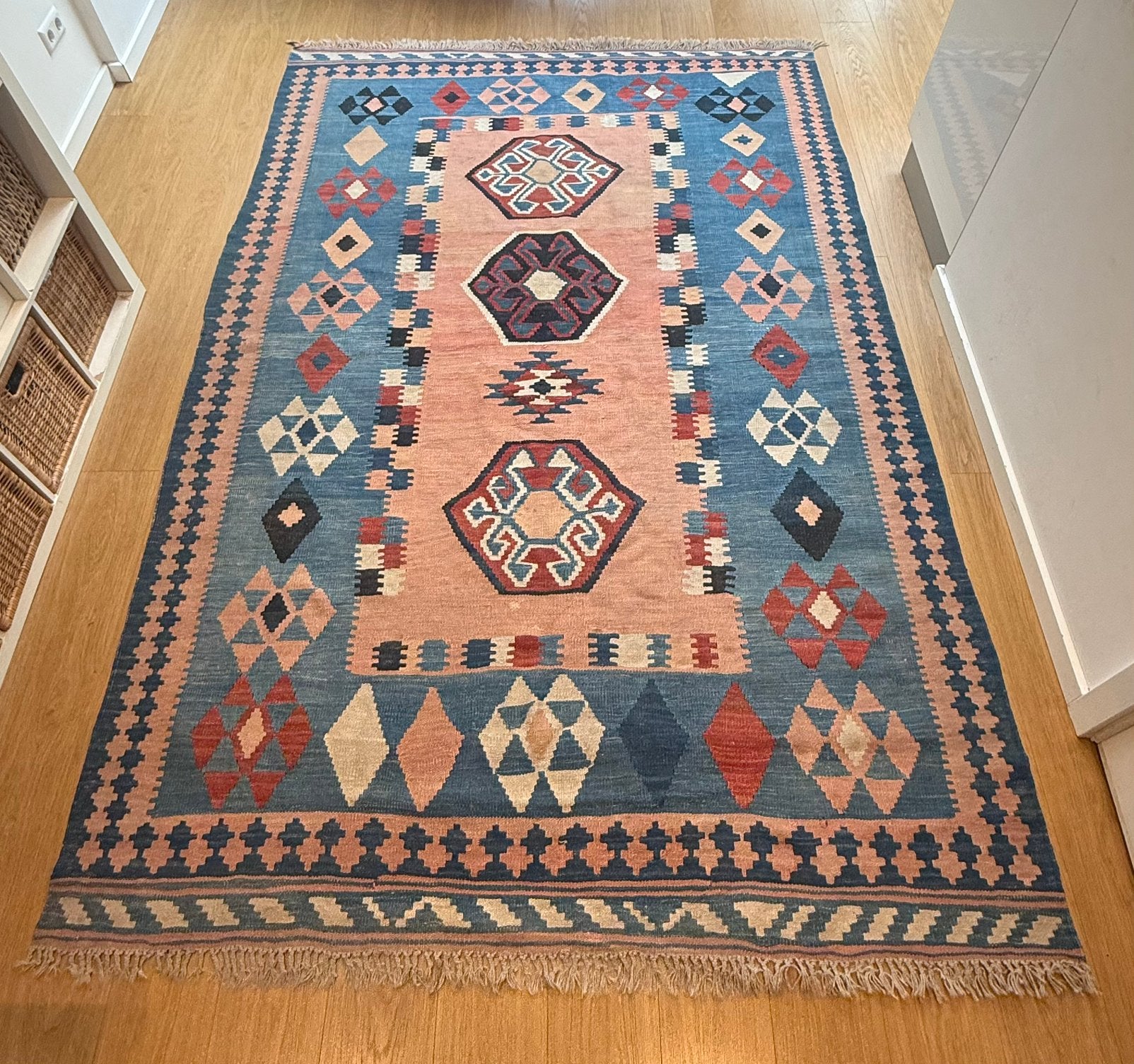 Vintage Kelim vloerkleed - 200 cm bij 305 cm, Ophalen, Gebruikt, Blauw, 200 cm of meer