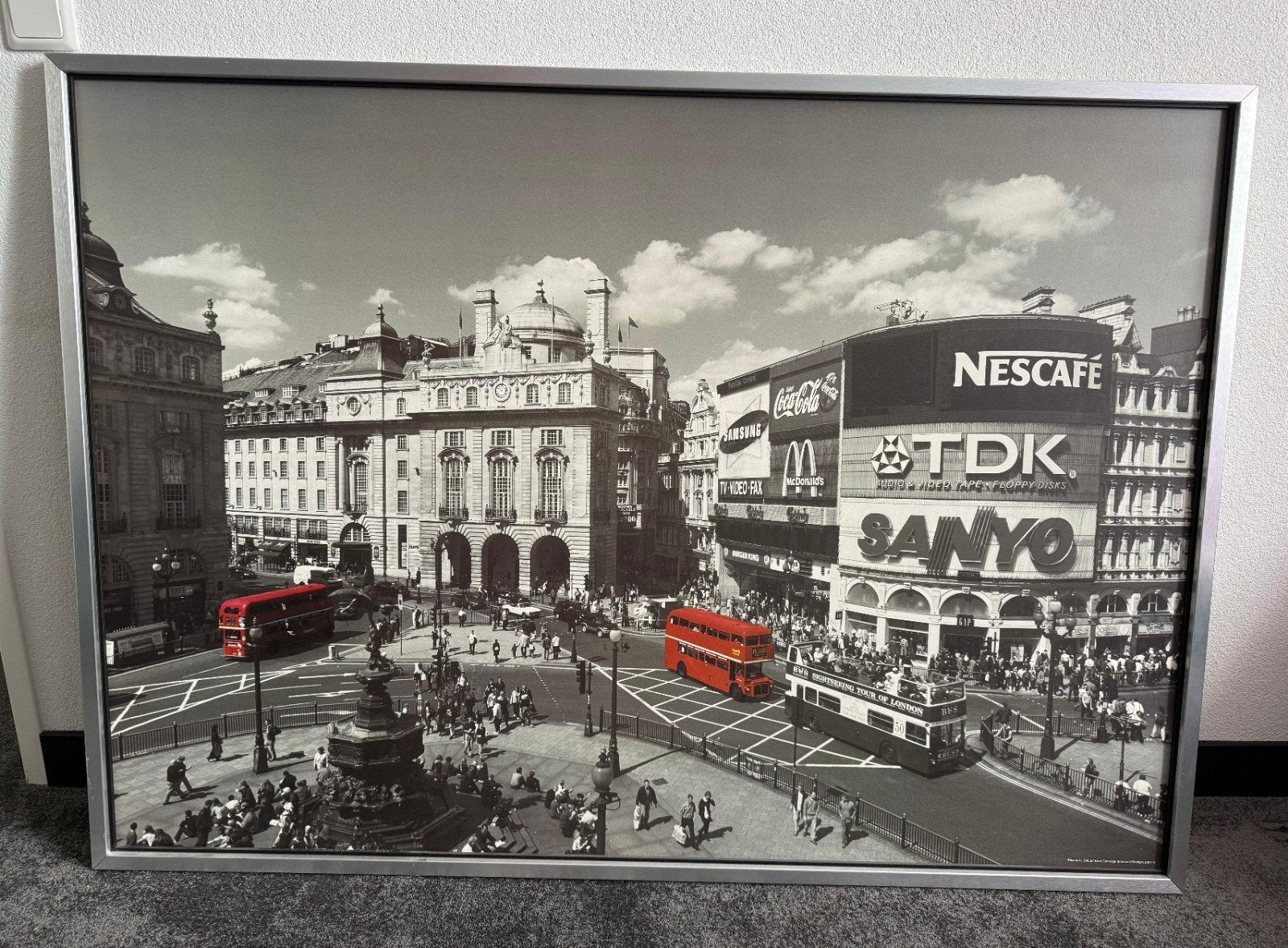 Piccadilly Circus foto in zilveren lijst (140x100 cm), Ophalen, Gebruikt, 125 cm of meer, Foto of Poster