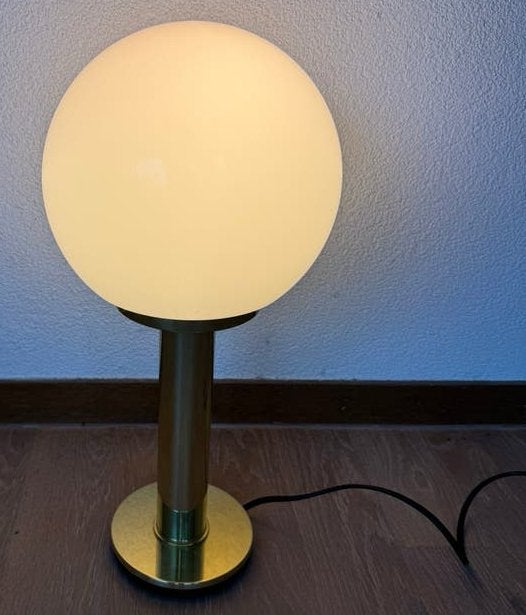 Messing tafellamp bol lamp, Gebruikt, Art deco, Goud, Ophalen of Verzenden