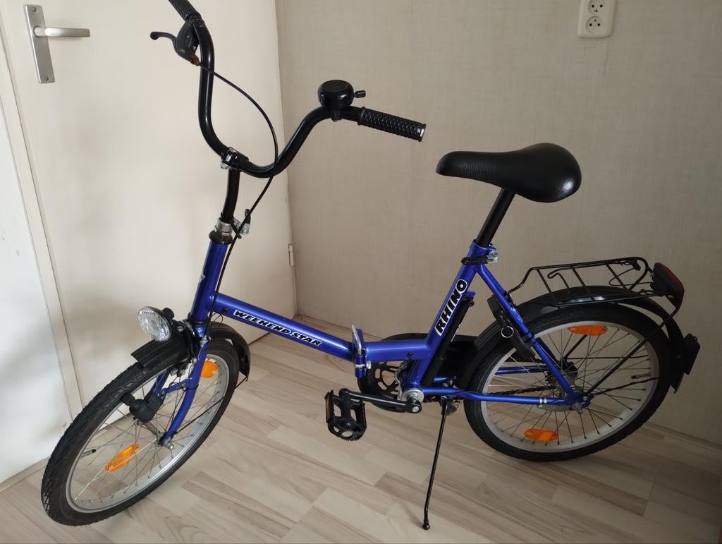 Rhino Weekend Star vouwfiets - Blauw, 20 inch of meer, Gebruikt, Velgrem, Totaal opvouwbaar