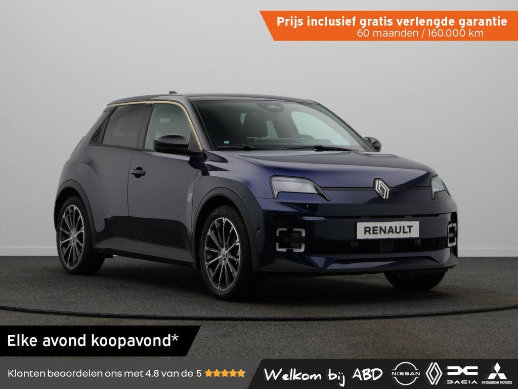 Renault 5 comfort range techno 52 kWh | Vijf jaar garantie |, Auto's, Renault, Stof, Blauw, 31 min, Origineel Nederlands