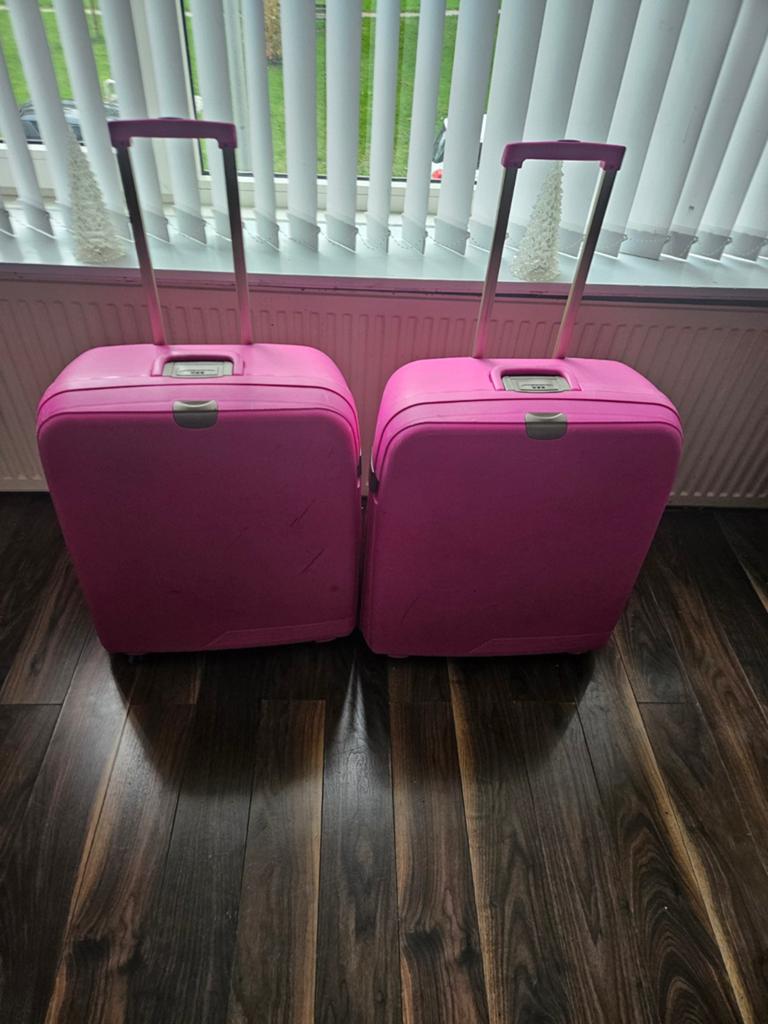 2X ROSE 4 WIELTJES STYLE HARD KUNSTSTOF TROLLEY KOFFERS, Sieraden, Tassen en Uiterlijk, Koffers, Gebruikt, Hard kunststof, 55 cm of meer