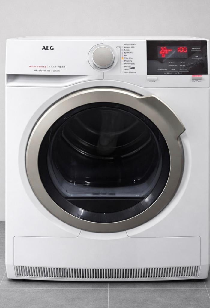 AEG XXL Wasmachine + Warmtepompdroger Set (1 jaar oud), Witgoed en Apparatuur, 10 kg of meer, Ophalen, Zo goed als nieuw, 85 tot 90 cm