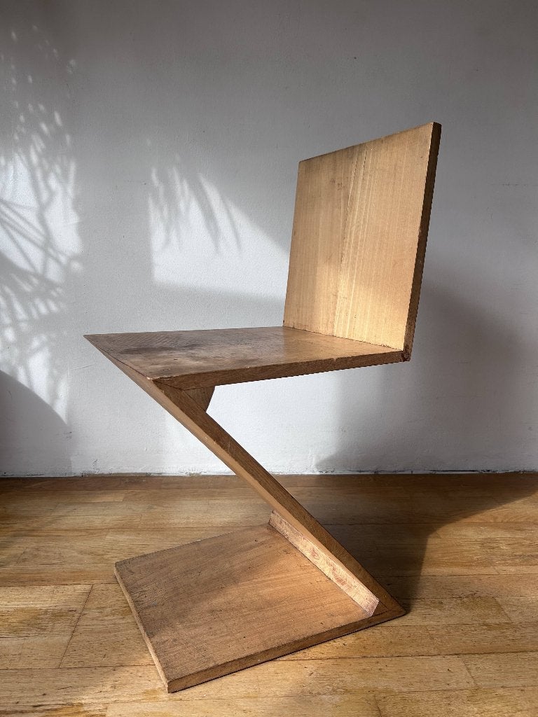 Designstoel in de stijl van Gerrit Rietveld, Ophalen, Gebruikt, Bruin, De Stijl
