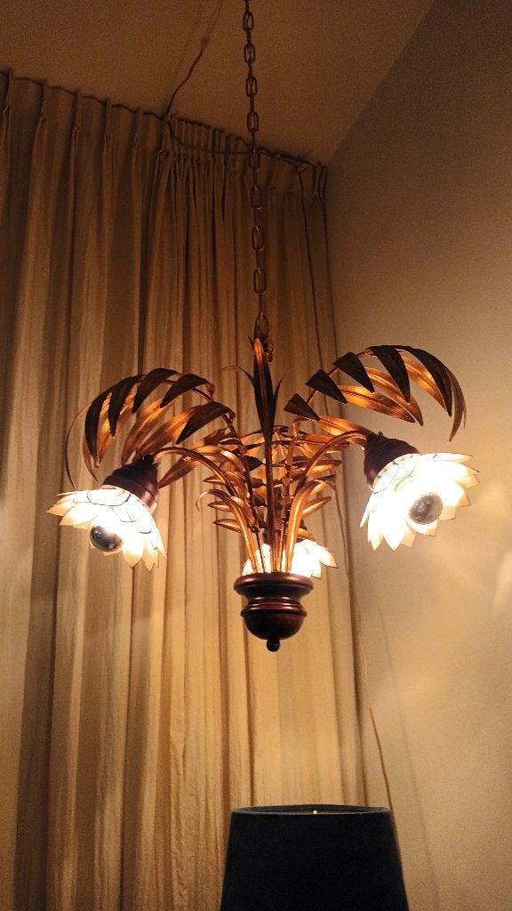 kroonluchter, HOLLYWOOD REGENCY,  3 armig, Hans Kögl, Gebruikt, E14 (klein), Ophalen of Verzenden, Hollywood Regency