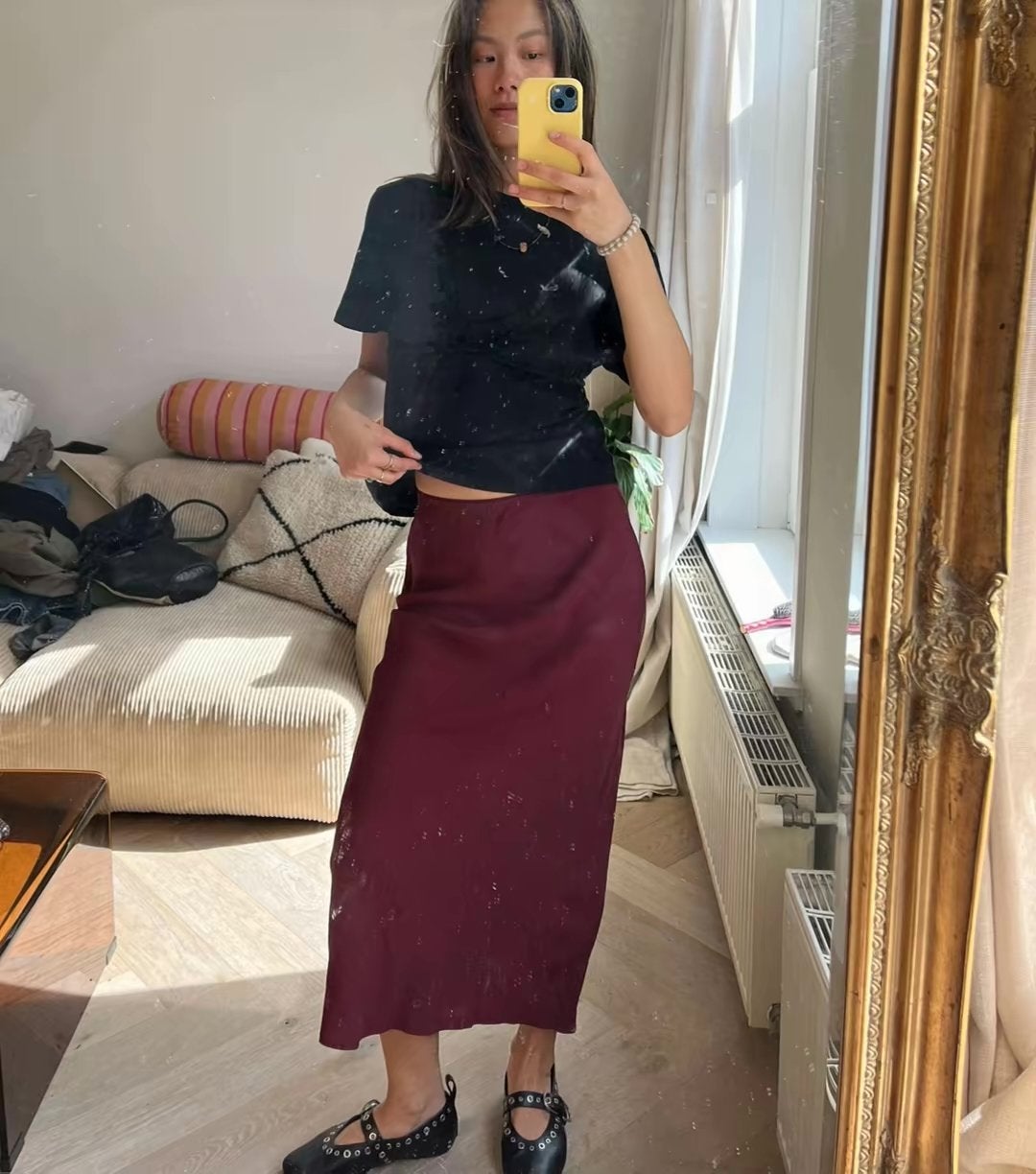 Arket satijnen midi rok maat 32, Nieuw, Ophalen of Verzenden, Maat 34 (XS) of kleiner, Rood