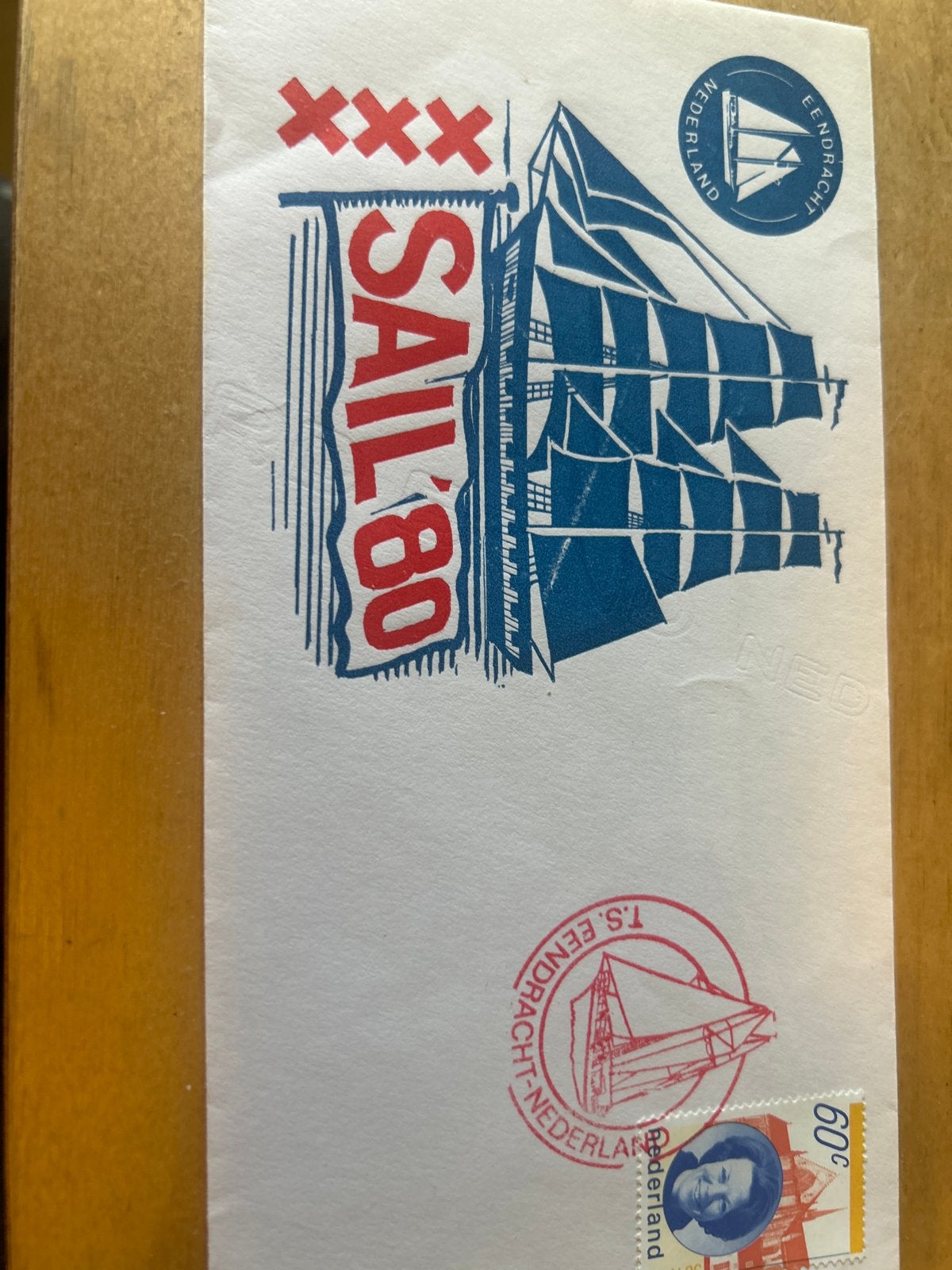 SAIL '80 Envelop met postzegel en stempel, Ophalen of Verzenden, 1980 tot heden, Gelopen