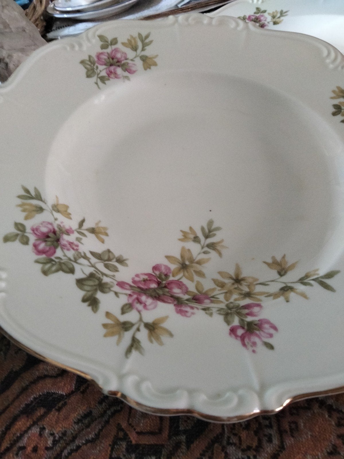 2 Diepe Borden Edelstein Bavaria Porselein Bloemenmotief, Ophalen of Verzenden