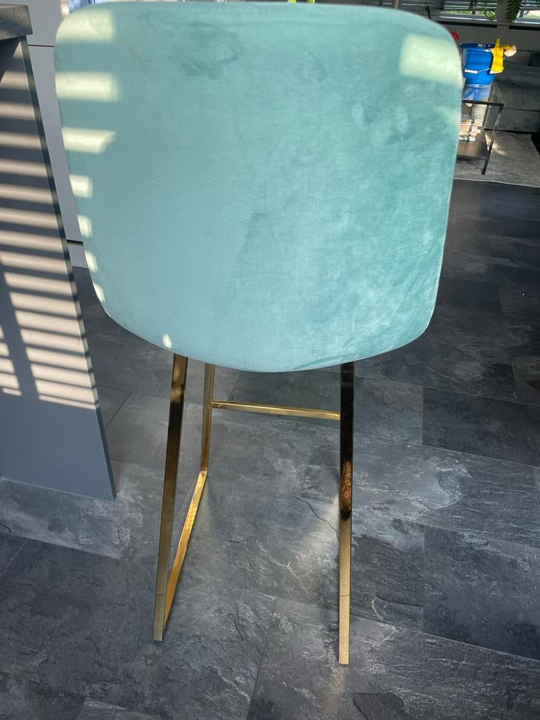 Loods 5 barkruk groen met gouden frame, Huis en Inrichting, Barkrukken, 60 tot 90 cm, Ophalen of Verzenden, Zo goed als nieuw