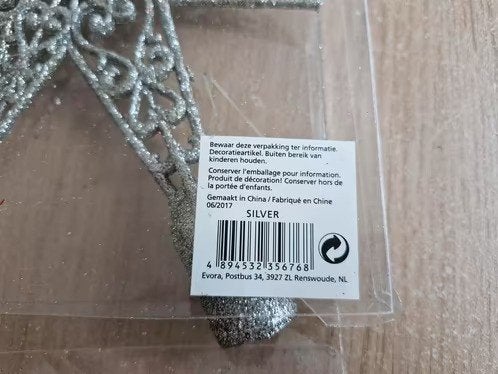 Zilverkleurige ster piek h, Diversen, Kerst, Evora, Onbekend, Nieuw, Ophalen of Verzenden