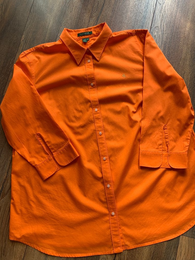 Ralph Lauren dames blouse XXL oranje 1x gedragen, Ophalen of Verzenden, Zo goed als nieuw, Maat 46/48 (XL) of groter, Oranje