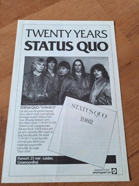3 x Top 40 blaadjes met Status Quo advertenties, Verzenden, Gebruikt, Boek, Tijdschrift of Artikel