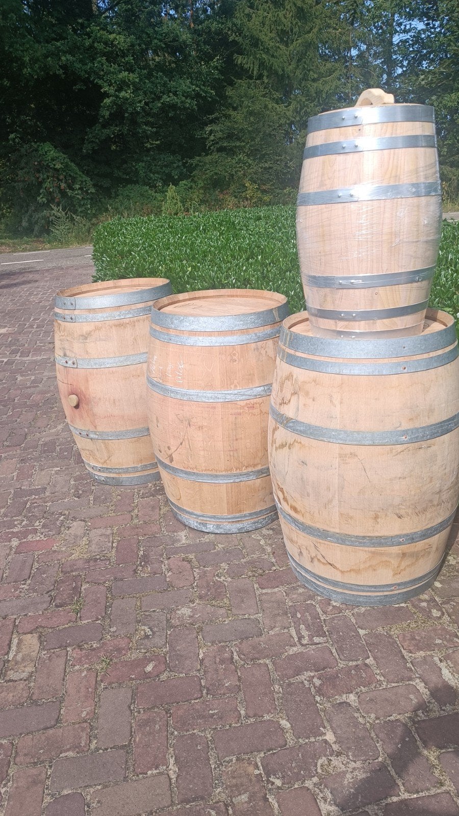 enkele dikke eiken regentonnen wijnvaten, 150 liter of meer, Ophalen, Hout