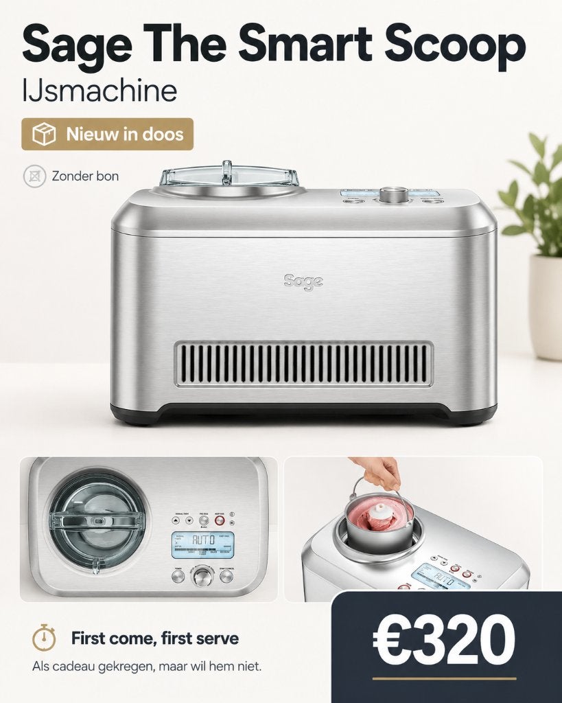 Sage The Smart Scoop ijsmachine – nieuw in doos, Ophalen of Verzenden, Nieuw, Zelfvriezend