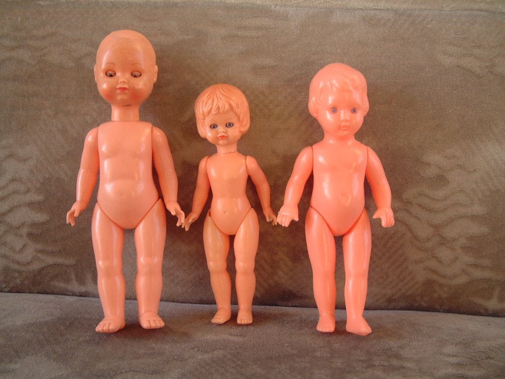 3 oude poppen nr 5, Ophalen of Verzenden, Gebruikt, Pop
