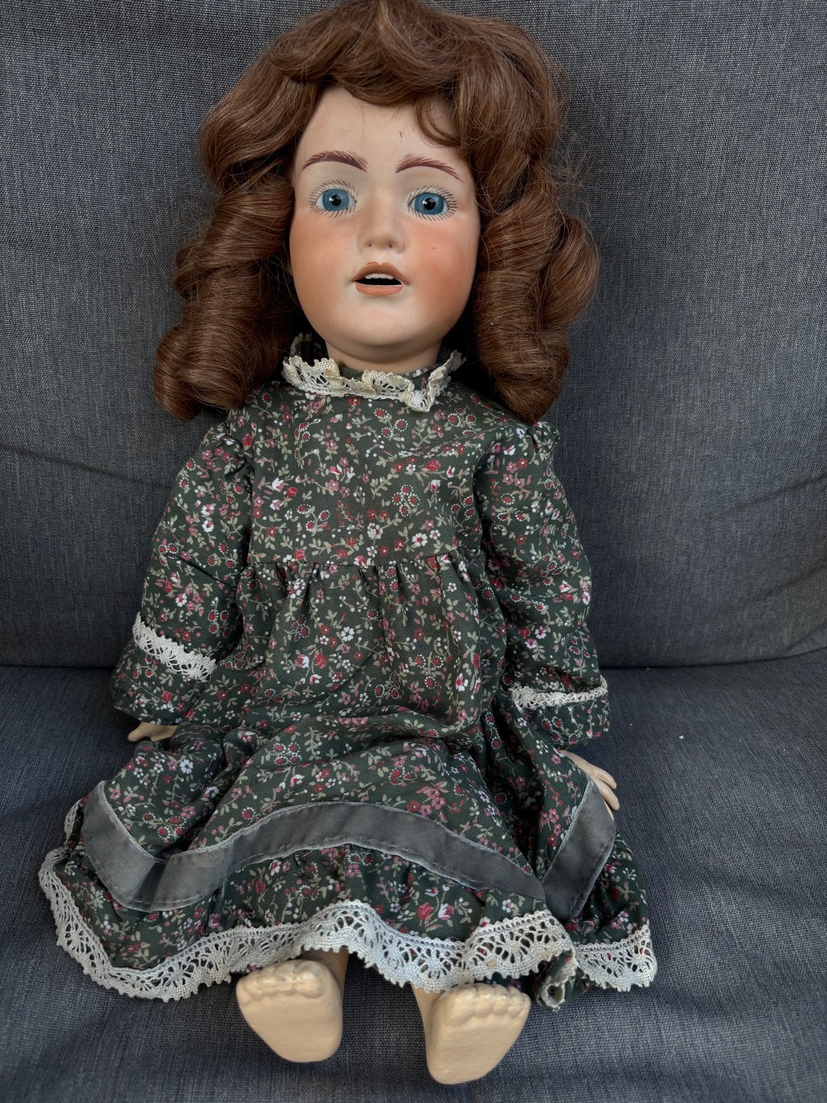 Antieke pop, 43 cm, replica JDK 241 hoofd, houten lijf, Ophalen of Verzenden, Gebruikt, Pop