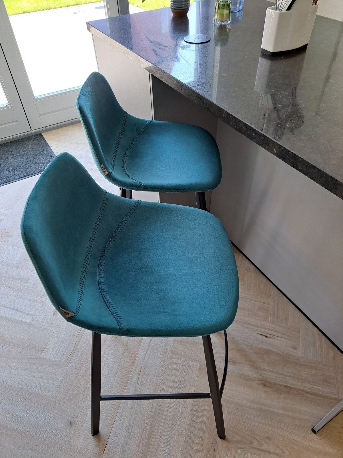 3x Dutch Bone Velvet Barkrukken - Zo goed als nieuw, Ophalen, Met voetsteun, Zo goed als nieuw, 90 cm of meer