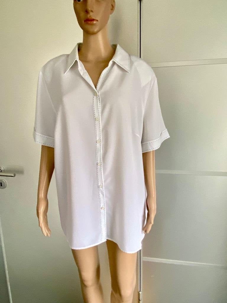 i215 Frank Walder maat 50=XXL blouse top wit, Wit, Maat 46/48 (XL) of groter, Ophalen of Verzenden, Zo goed als nieuw