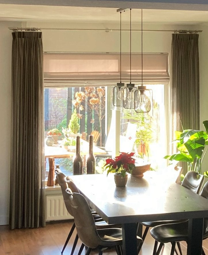 Gordijnen inbetween, Huis en Inrichting, Stoffering | Gordijnen en Lamellen, Ophalen, Bruin, 238 cm, Inbetween gordijn
