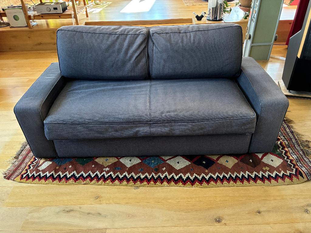 Slaapbank bank - tweepersoons - Ikea Vilasund - donderblauw, Ophalen, Gebruikt, 150 tot 200 cm, Tweepersoons