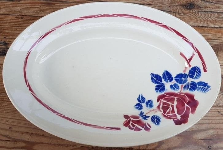 Franse brocante ovale schaal, Badonviller Fenal Querledan, Ophalen of Verzenden