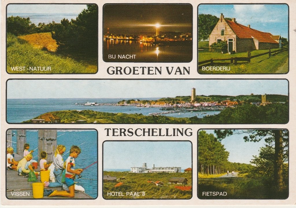TERSCHELLING West Vissen Hotel Groeten, Verzamelen, Verzenden, 1980 tot heden, Gelopen, Waddeneilanden