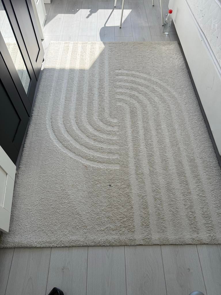 Modern Wit/Beige Vloerkleed met Patroon 133x190, Ophalen, Gebruikt, 100 tot 150 cm, Wit