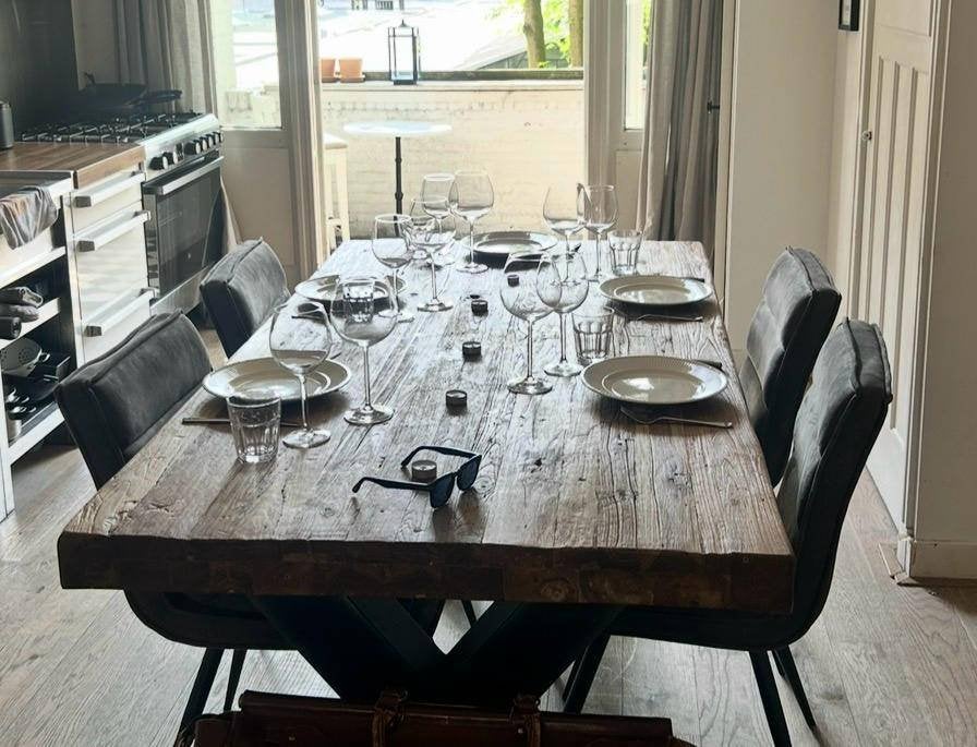 Eettafel, Huis en Inrichting, Ophalen, Gebruikt, 100 tot 150 cm, 200 cm of meer