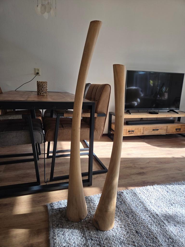 Set van 2 houten kandelaars - Uniek design, Ophalen