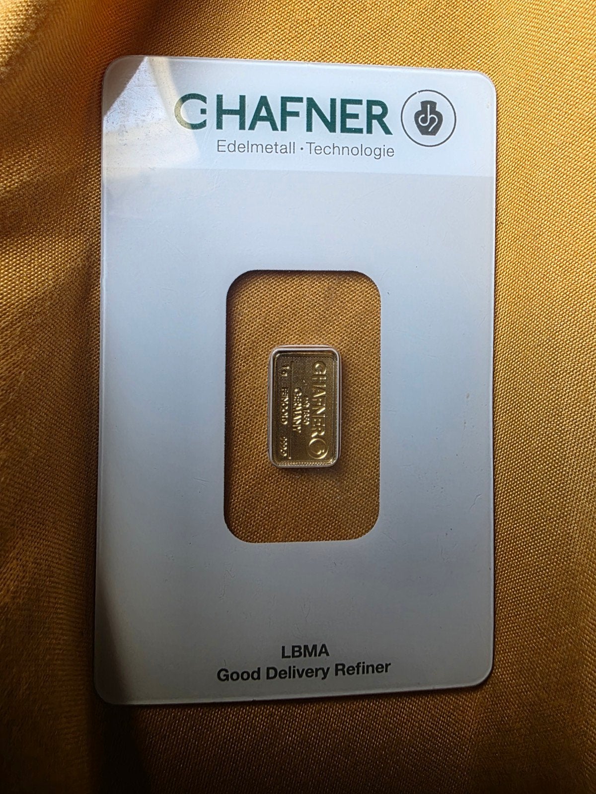 1 gram Goudbaar Germania Mint / Chafner (999.9 Fine Gold), Ophalen of Verzenden, Goud
