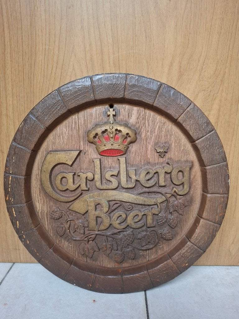 Reclamebord Carlsberg tondeksel, Verzamelen, Ophalen of Verzenden, Nieuw, Reclamebord, Plaat of Schild, Overige merken