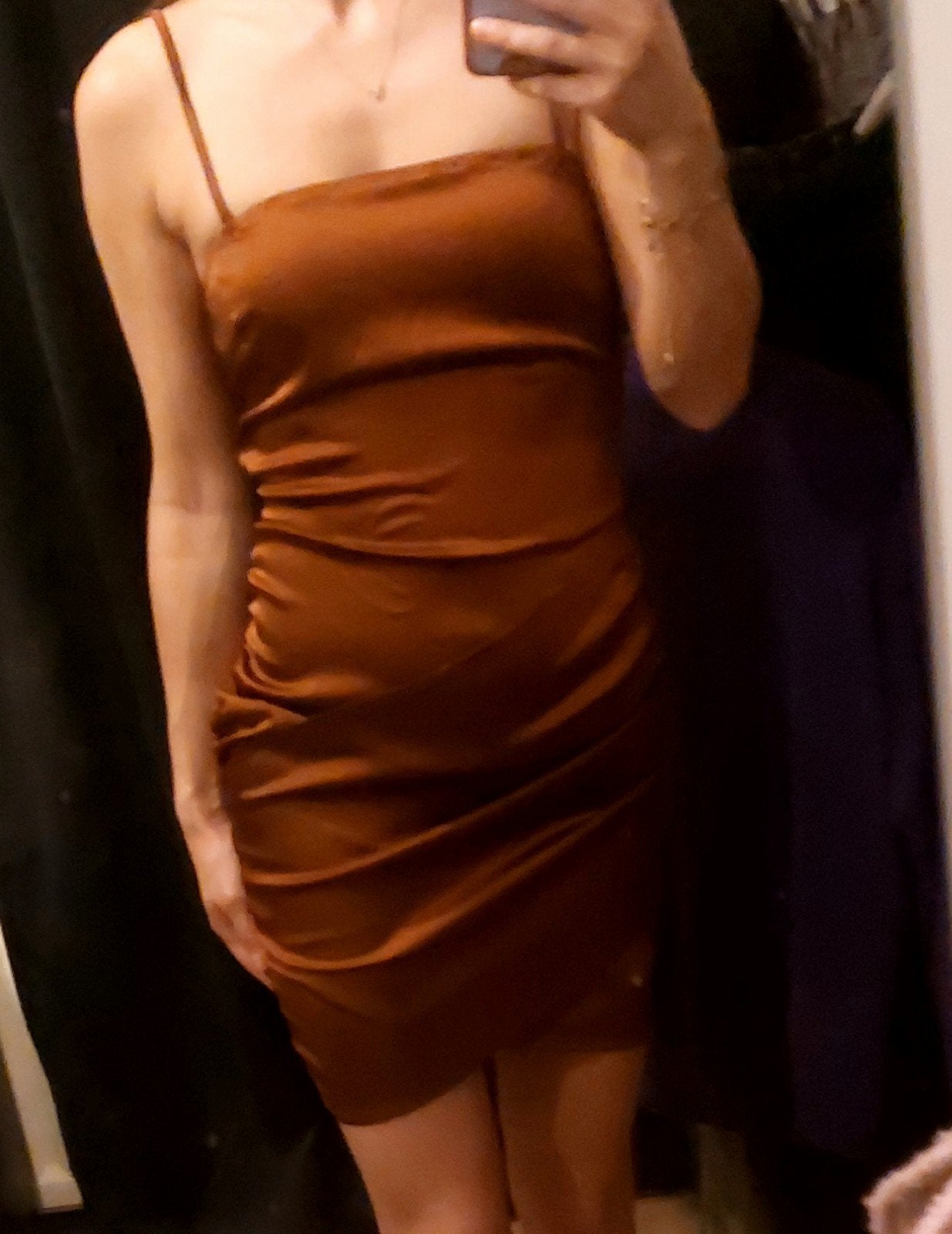 bruine jurk van satijn, Kleding | Dames, Gelegenheidskleding, Bruin, Na◇na◇, Cocktailjurk, Ophalen of Verzenden