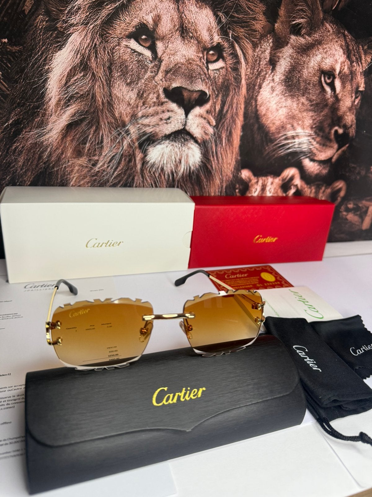 Cartier Diamond cut zonnebril bruin, Ophalen of Verzenden, Zo goed als nieuw, Overige kleuren, Overige merken