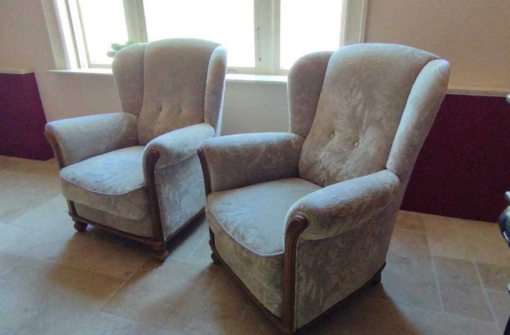 Twee bloemen fauteuil, Ophalen, Gebruikt, 75 tot 100 cm, 50 tot 75 cm